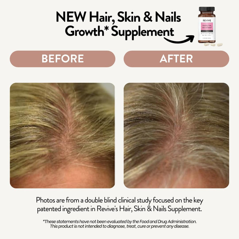Healthy Skin, Hair & Nails Supplement by Revive Essential Oils - Supports Healthy Hair with Pantented Form of Biotin - Ashwagandha for Stress Support - Plus Vitamins & Minerals (Pack of 2) 60 Count (Pack of 2)