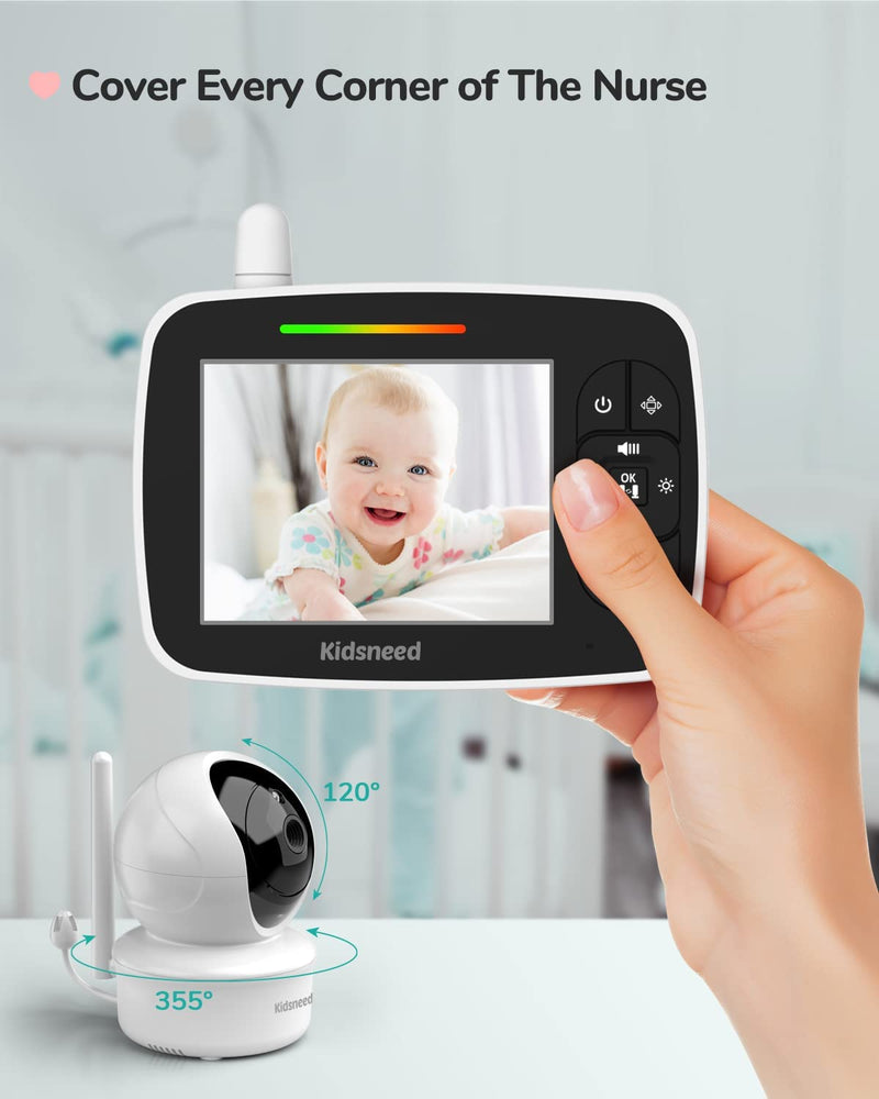 Kidsneed Baby Monitor - 3.5 Inch Video Baby Monitor with Remote Control Pan& Tilt &Zoom Camera, Two-Way Audio, Night Vision, Temperature Monitoring, Lullabies, 960ft Long Range 935A - BeesActive Australia