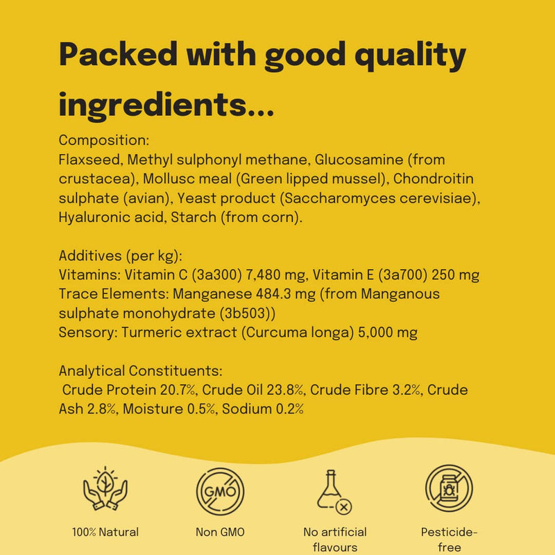 Buddy & Lola Joint Supplements For Dogs With Glucosamine, Chondroitin, Green Lipped Mussel - 10 Key Dog Vitamins, Bouncy Bones Helps with Pain Relief, Joint Support & Stiff Joints 120 g