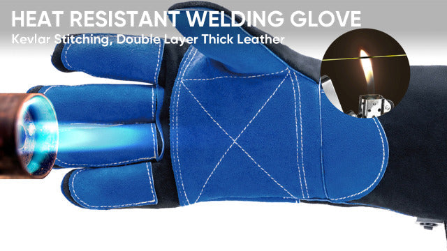 TICONN Welding Gloves, 16 IN L/XL/XXL 1000°F Heat-Resistant Fireproof Leather Gloves for Welders, Stick, Forge, Mig, Tig, BBQ 16" - L Black/Red