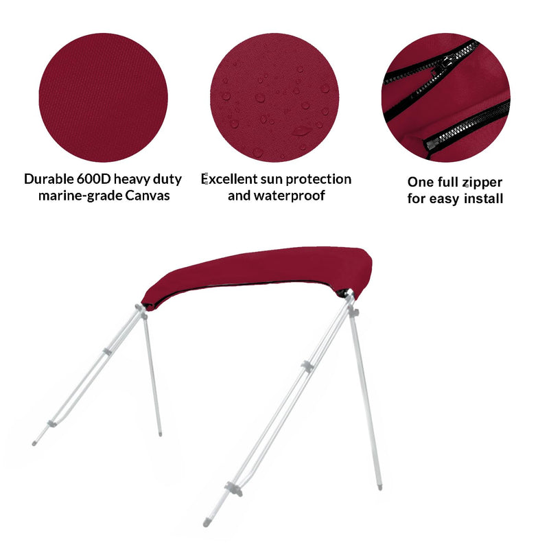 Savvycraft Bimini Top Storage Boot for Wide Square Tube 96"-103" Width Burgundy Color, Waterproof UV Protection Bimini Top Boot Replacement Cover Fits Pontoon Square Tube Pontoon Square Frame 96"-103" W