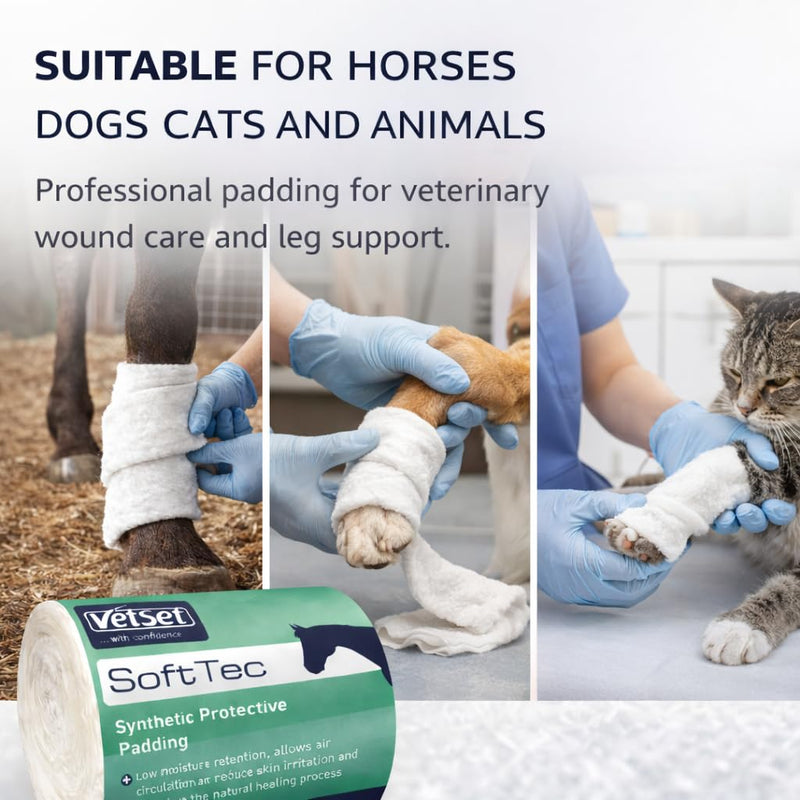 SofTec |Veterinary Bandage Padding for Horses, Dogs, Cats & Animals,12 Pack | 2.7m Conformable Cushioning Roll for Wound Dressing & Leg Support | 150mm (Pack of 12) 150mm (Pack of 12)