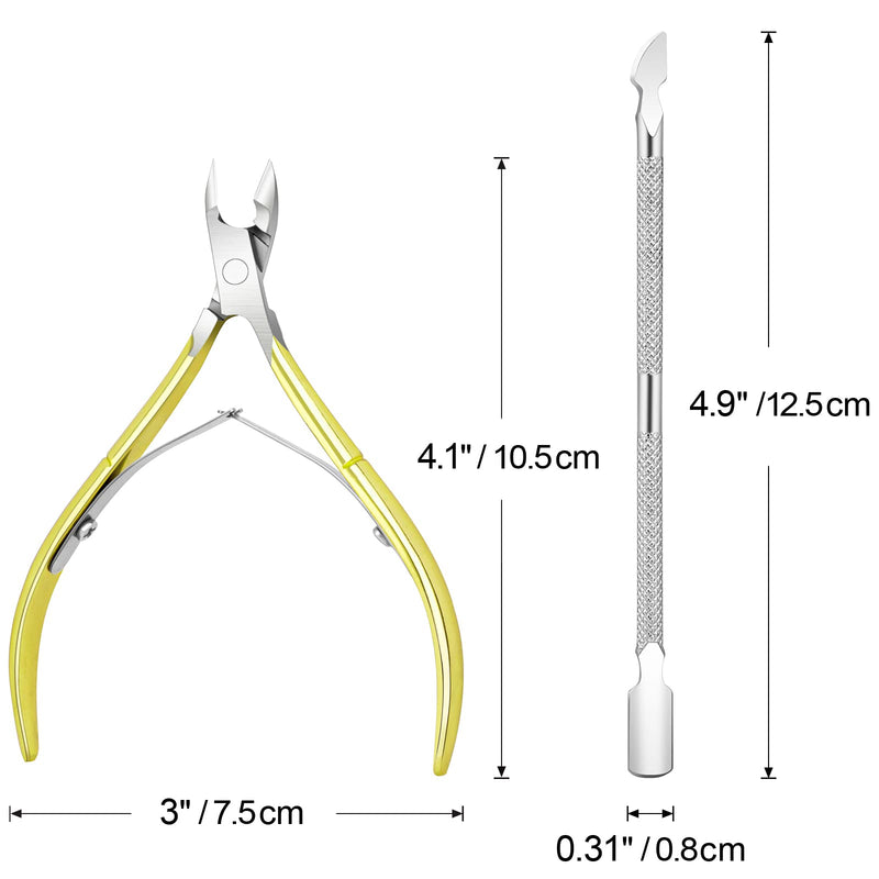 12Pack Cuticle Trimmer - Stainless Steel Nail Cuticle Nipper With Pusher - Manicure & Pedicure Tools for Finger & Toenails - Gold, Rainbow, Silver