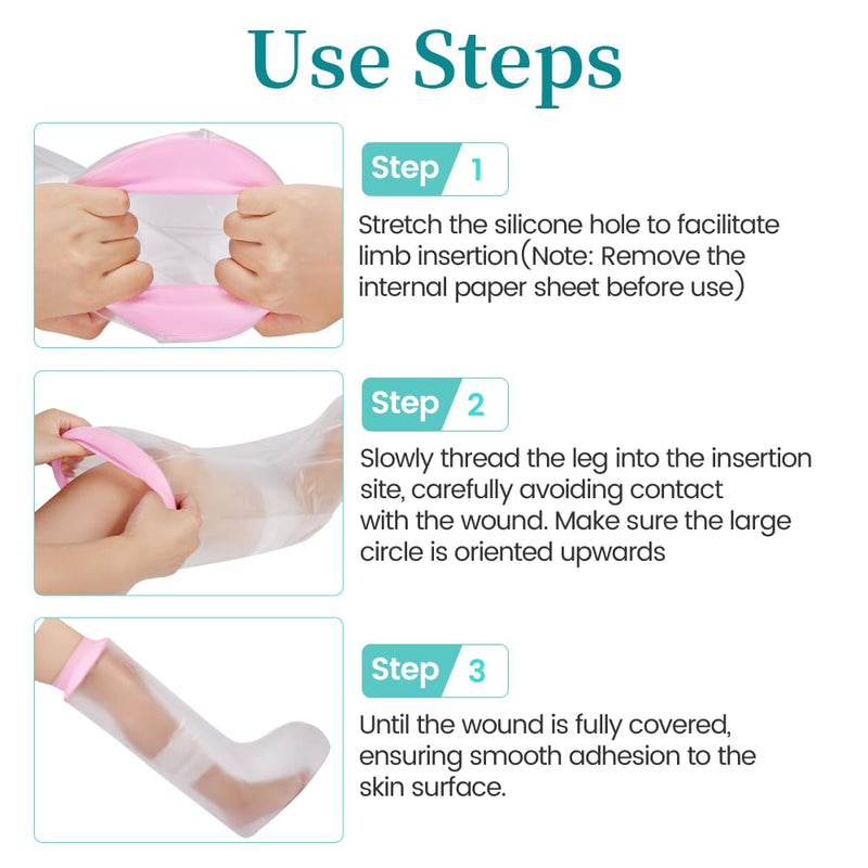 mosago Waterproof Cast Covers for Shower Leg, Soft Comfortable full Leg Protector for Shower Adult, Keep Wound/Bandage Dry Bath, Broken Legs/Knee/Foot/Ankle, Reusable Wound Care Supplies (Pink) Half Leg - BeesActive Australia