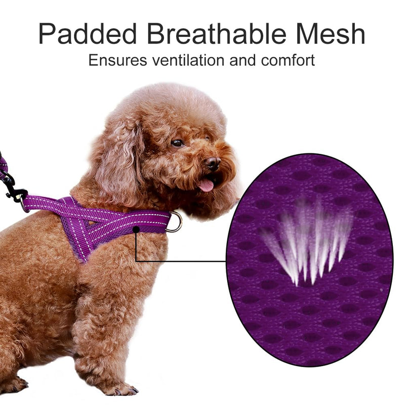Plutus Pet No Pull Dog Harness with Breathable Mesh Padded, Adjustable Reflective Escape Proof Dog Harness, Quick Fit Dog Vest Harness for Small Medium Large Dogs(S, Purple) S: chest 17"-19.7" - BeesActive Australia