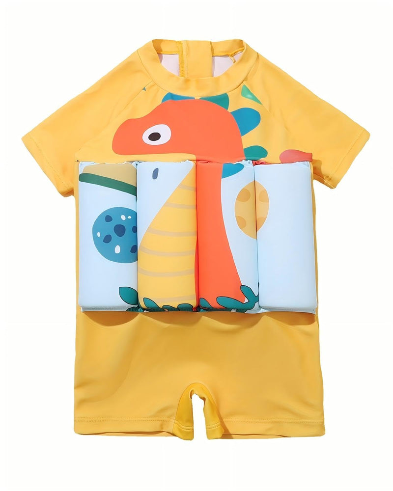 Floatie Swimsuit for Toddlers Boys Girls Floating Bathing Suit Baby Kids Float Learn to Swim Suit Floatation Beach Pool 1-6Y 2-3 T Light Yellow Dinosaur