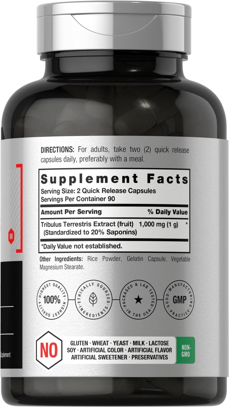 Horbäach Tribulus Terrestris | 1000mg | 180 Capsules | for Men and Women | Non-GMO & Gluten Free Supplement - BeesActive Australia