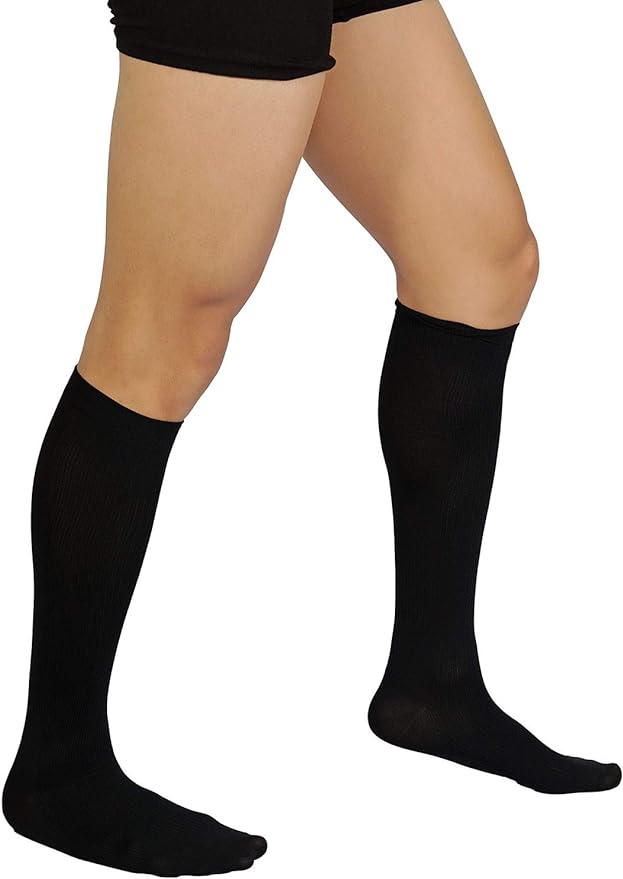 Protect X Men's Toe Compression Socks, Strong Compression Assist (Under Knee, M-L) Black - BeesActive Australia