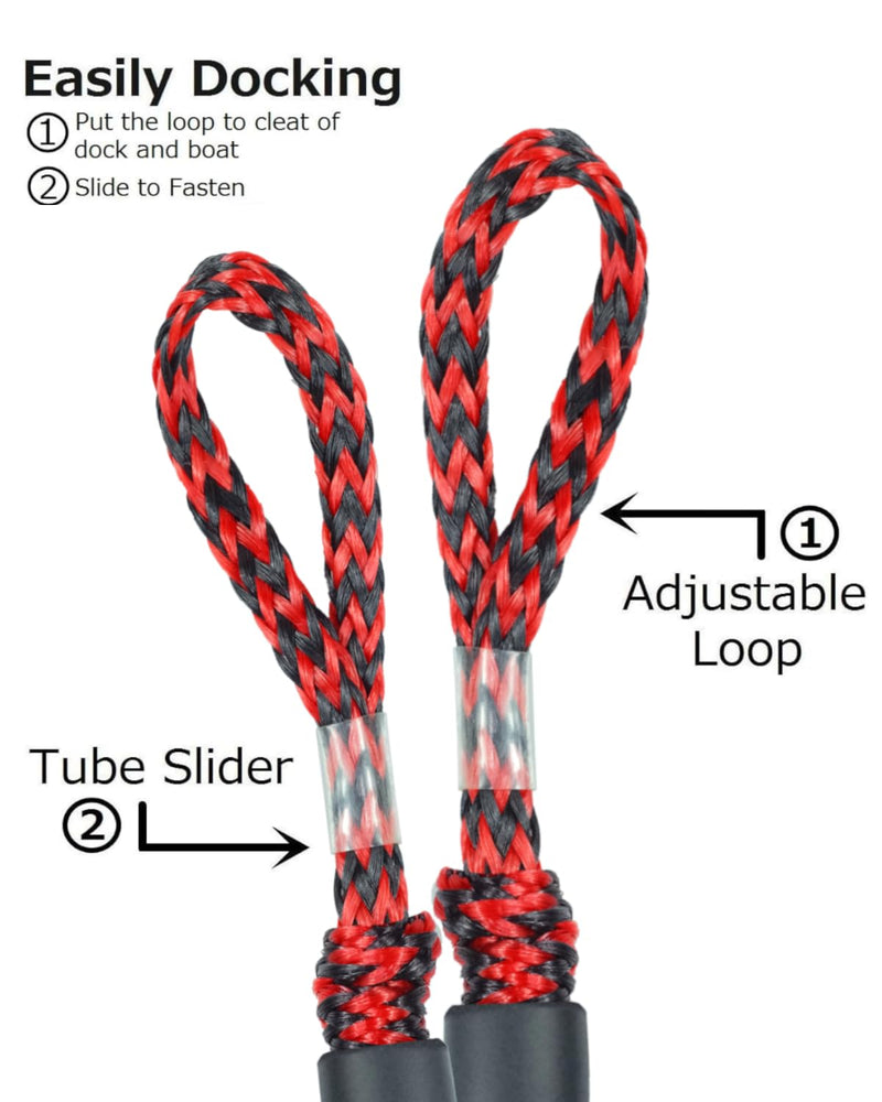 Bungee Boat Dock Line Mooring Rope Boat Accessories Docking Lines PWC Dockline for Boats Kayak, Jet Ski, Pontoon, Canoe, Power Boat WaveRunner, 4 Pack (Red&Black, 4-5.5) Red&Black - BeesActive Australia
