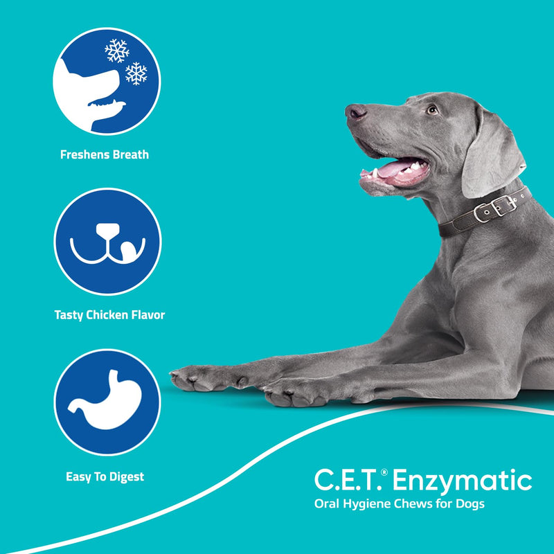Virbac C.E.T.® Enzymatic Oral Hygiene Chews for Dogs, Medium - Plaque & Tartar Control - Single Layer Beefhide with Exclusive Dual-Enzyme System & Tasty Chicken Flavor - Easy to Give Dog Dental Chew 12.8 Ounce (Pack of 1) Medium 26-50lbs