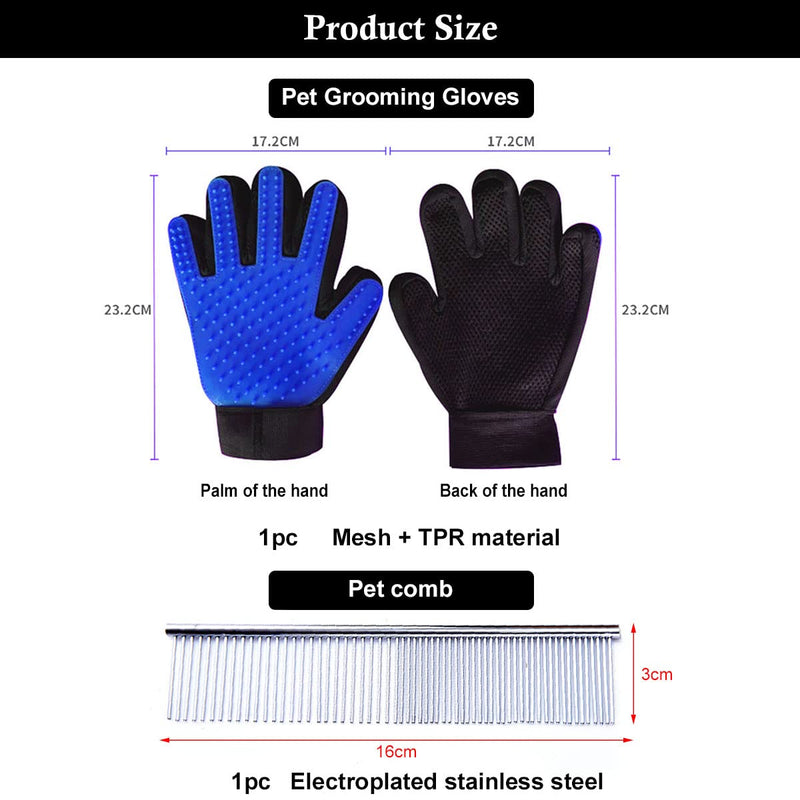 Cat glove, grooming glove cat, double-sided pet glove brush, cat brush, cat brush short hair, animal hair brush, dog brush long hair, cat brush, cat brush long hair, 2 pieces - BeesActive Australia