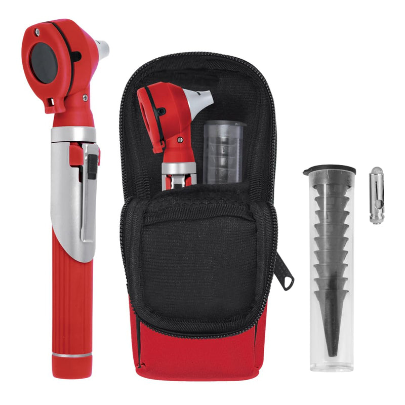 Fiber Optic Mini Otoscope - Ear Scope with Light for Infection Detection, Wax Removal, and at-Home ENT Exams (Red Color) - BeesActive Australia