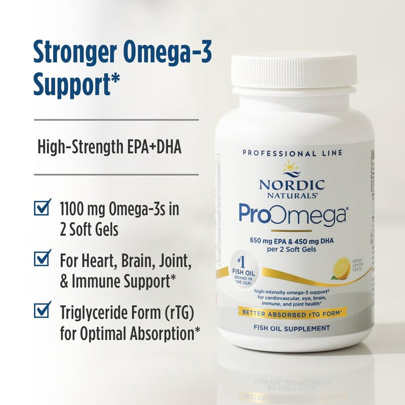 Nordic Naturals ProOmega, 1280 mg Omega-3, High Potency, Lemon, 120 Count | High Potency Fish Oil with EPA & DHA - Promotes Brain, Eye, Heart, & Immune Health - Non-GMO - 60 Servings 120 Count (Pack of 1)