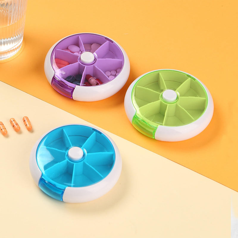 3PCS Weekly Pill Organizer Daily Pill Box 7 Day Medicine Pill Dispenser Rotate Pill Planner with 7 Compartments for Fish Oil Supplements Vitamins Container