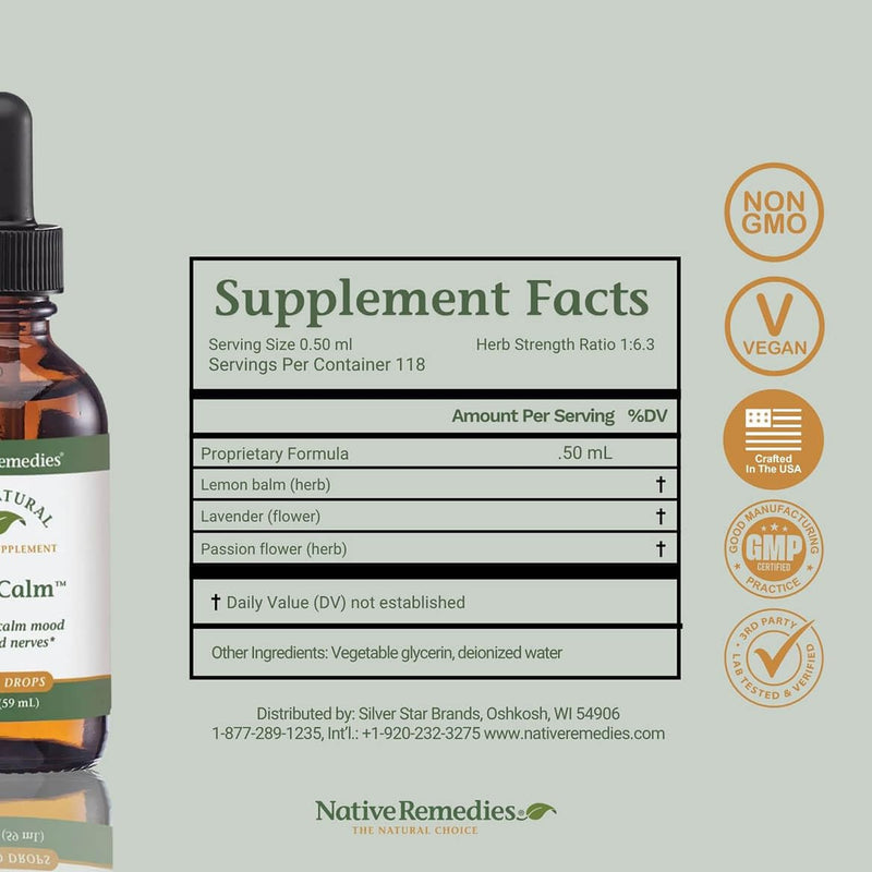 Native Remedies PureCalm - All Natural Herbal Supplement Promotes Feelings of Calm During Times of Pressure, Stress or Nervous Tension - 59mL 2 Fl Oz (Pack of 1)