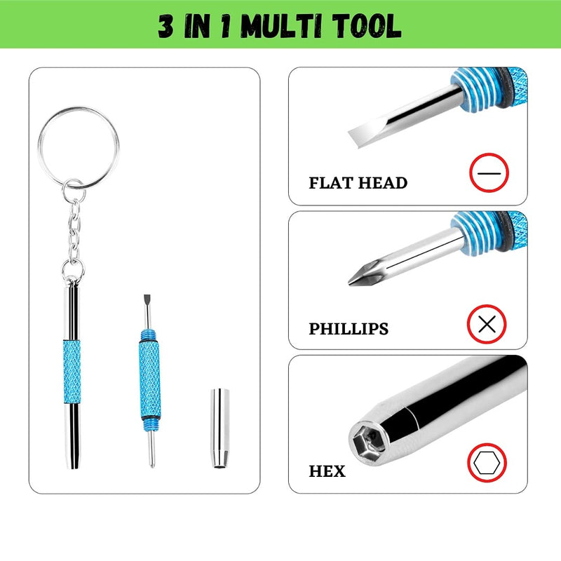 UNEAK - Eyeglass Screwdriver Repair Kit Precision 3 in 1 Mini Screwdrivers Set Keychain Glasses, Sunglasses, Sunglass, Watch, Electronics, Jewelry, Eyeglasses, Flat Head, Phillips, Hex Blue