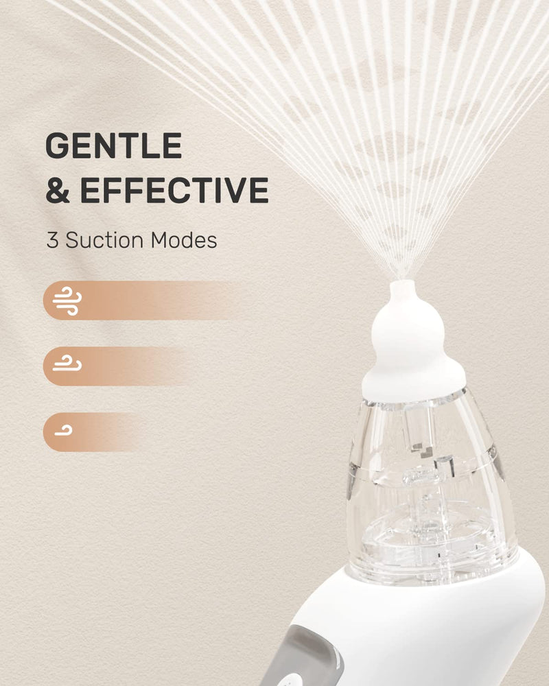 HEYVALUE Nasal Aspirator for Baby, Electric Baby Nose Sucker, Automatic Nose Cleaner with 3 Silicone Tips, Adjustable Suction Level and Music Soothing Function - BeesActive Australia