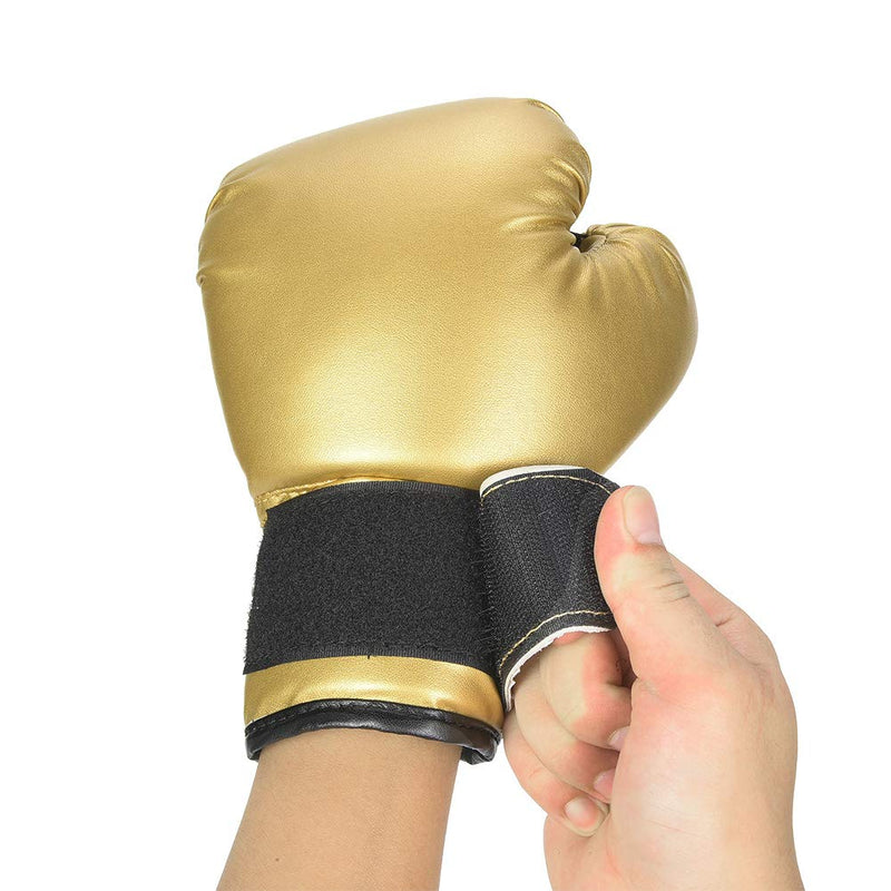 Yctze PU Leather Boxing Gloves for Kids, Childrens Training & Sparring Mitts for Sandbag Punching, Suitable for Ages 3-10, Gold