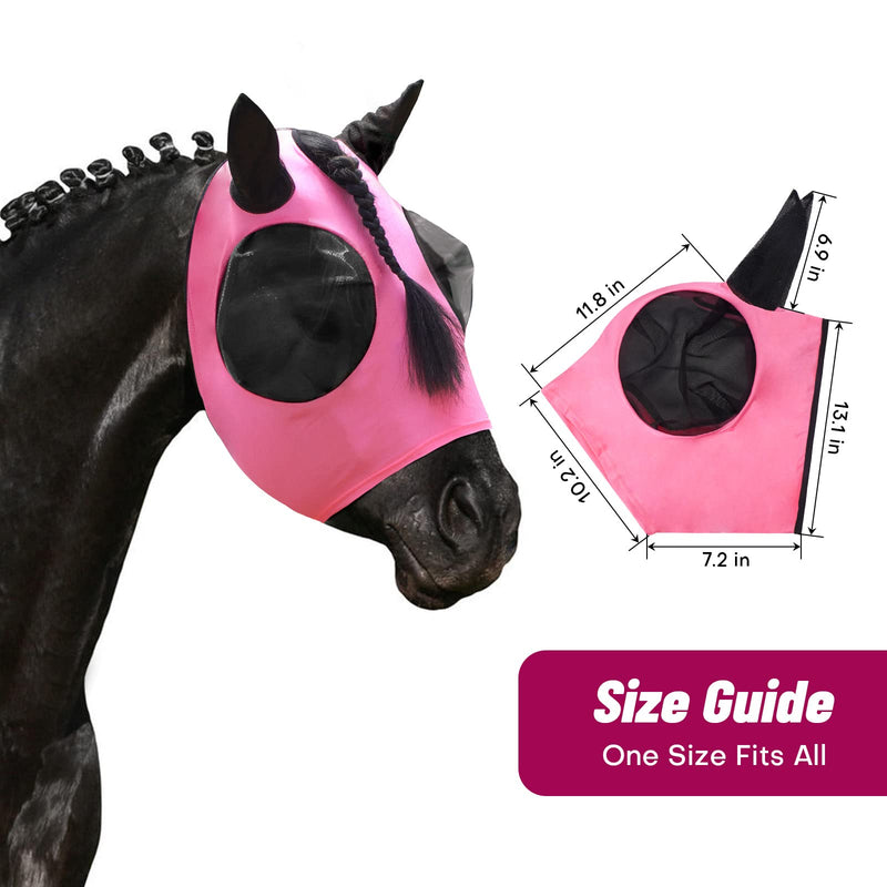 Horse Fly Mask,Fly Masks for Horses with Ears,Lycra Upgrade Fly Mask with UV Protection Comfortable&Elasticity(Pink) - BeesActive Australia