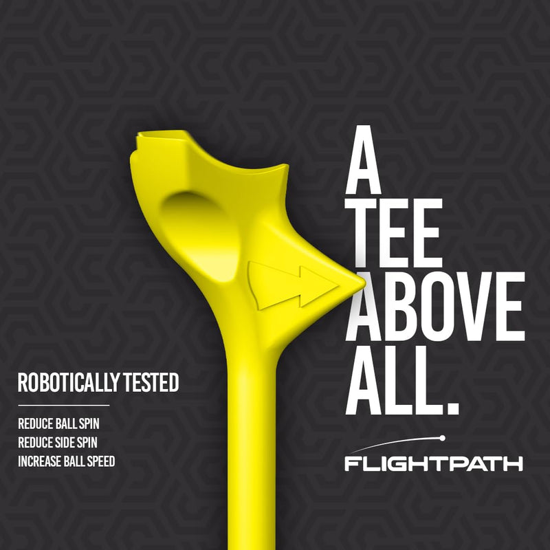 FLIGHTPATH Diamond Golf Tees – Patented Design to Reduce Spin for Long, Straight Drives – Low-Friction 3.25” Long Tees, Robotically Tested for Ball Spin – USGA Approved Performance Yellow Pack of 16