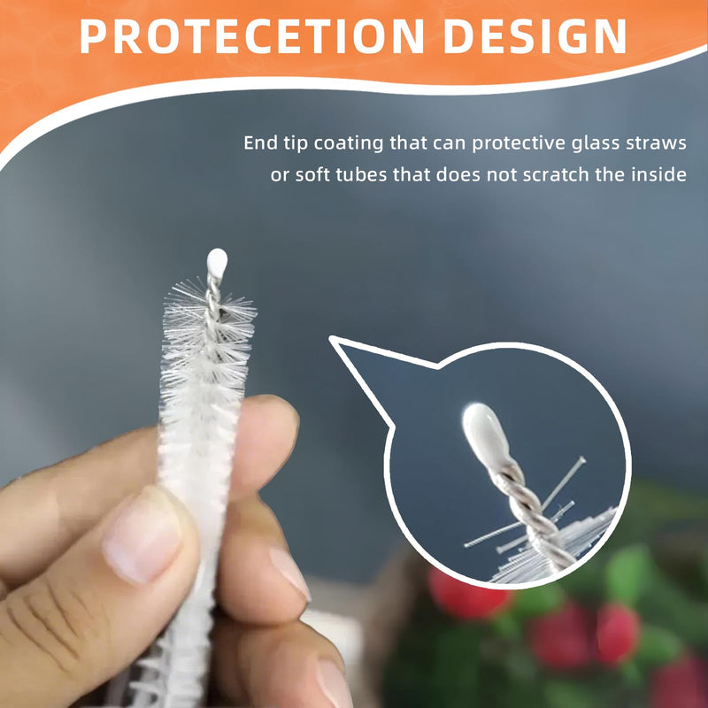 Cleaning Brushes for Reusable Drinking Straws, Set of 5, Long Wire Handle, Bottle and Straw Cleaner for Stanley Mug, Sippy Cup, Water Bottle and Tubes, Reusable and Flexible white00001