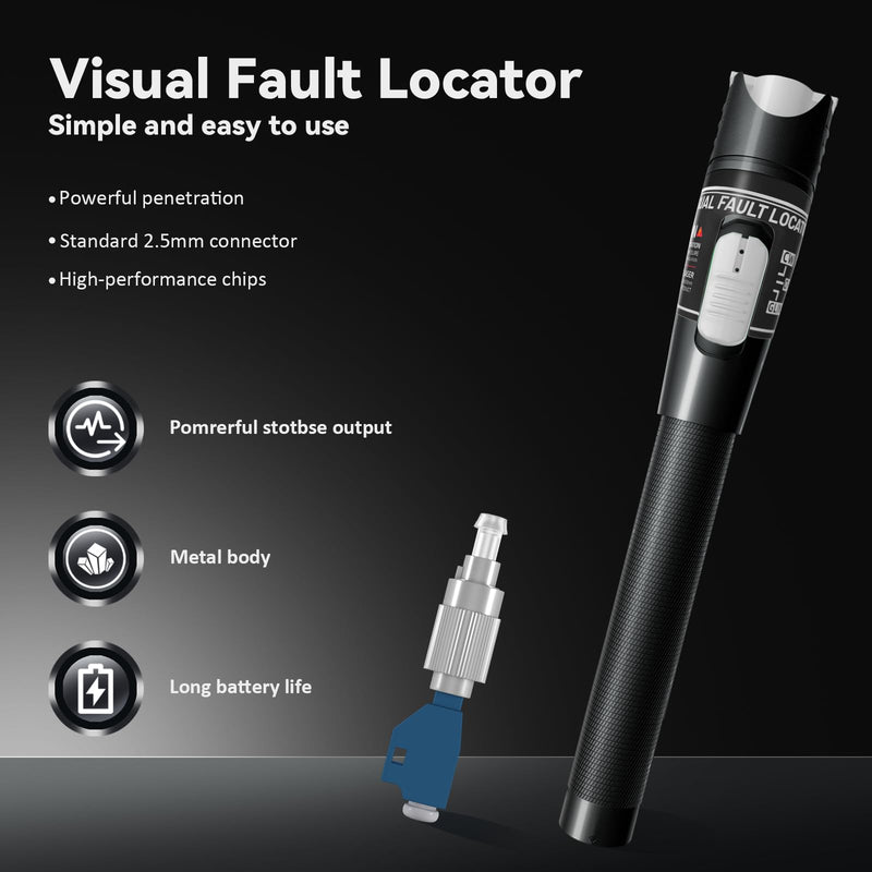Visual Fault Locator - 80KM High-Power VFL Fiber Optic Tester Kit with FC/LC/SC/ST Compatibility - Single Mode 9/125μm for Long-Distance Fiber Testing 80 VFL + FC/LC Connector - BeesActive Australia