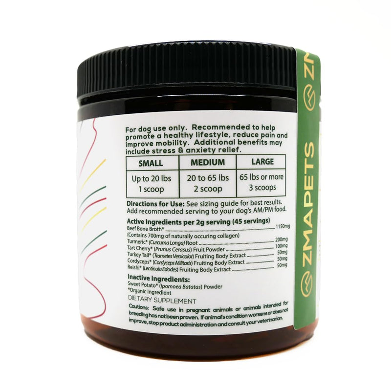 Organic Agility Superfood Powder for Dogs & Cats – Support Agility & Mobility - USDA Organic Bone Broth, Turmeric, & 3 Functional Mushrooms - BeesActive Australia
