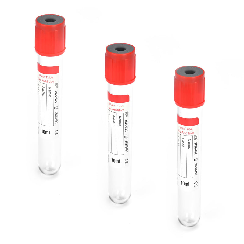 Vacutainer Blood Collection Tubes 10ml Plain Tube Lab Vacuum Collecting Tube for Lab Test Tubes Pet Animals Veterinary 100 Pcs Wrap Packaging 10 mL