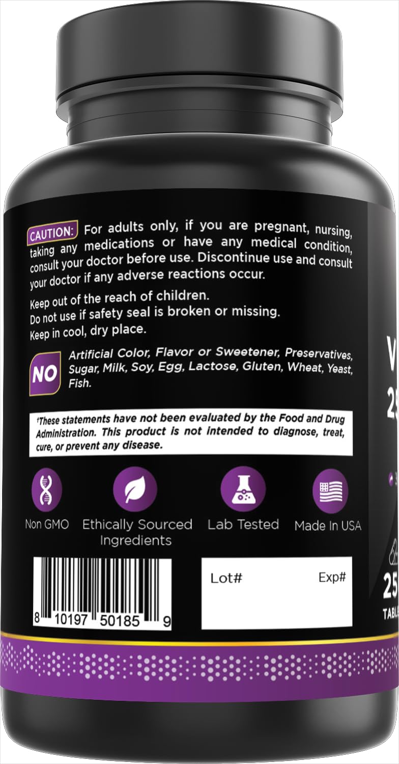 Oxify Vitamin B-6 25mg, 250 Tablets | Gluten-Free, Non-GMO, Made in USA
