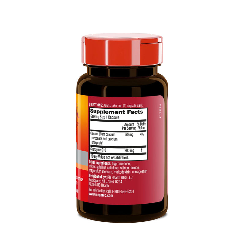 MegaRed Advanced CoQ10 200mg, Heart Health & Cellular Energy, 30ct | Power Antioxidant, Protects Against Free Radicals, No Added Color or Sugar, Fast releasing capsules, Coenzyme Q10, Calcium 30 Count (Pack of 1)