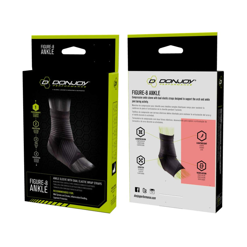 DonJoy Performance Figure 8 Ankle Sleeve with Straps for Moderate Support - Ankle Sprains, Strains, Inflammation, Swelling, Pain Large - BeesActive Australia