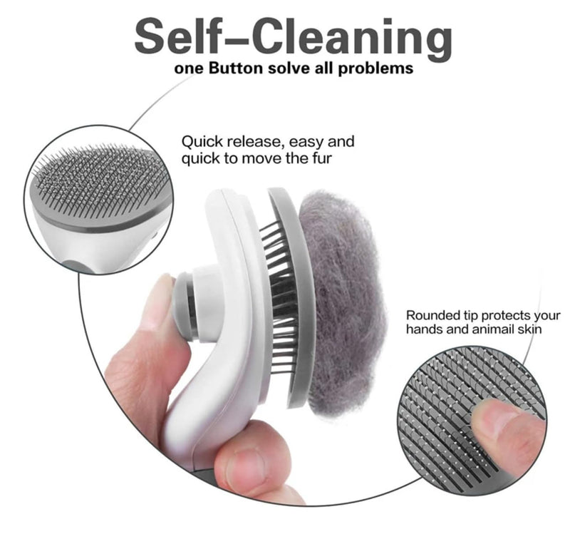 Pet Hair Brush for Small Dogs and Cats, Long Handle, Lightweight, Gray, grey - BeesActive Australia