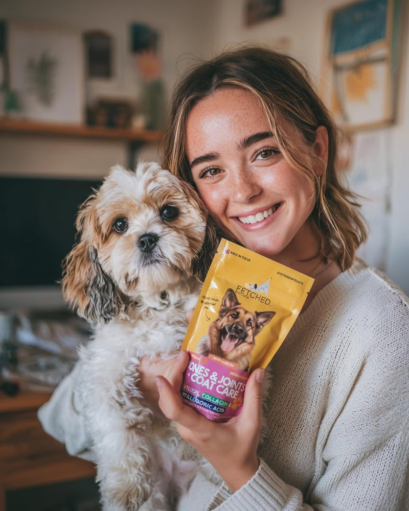 Premium Dog Collagen Supplement with Hyaluronic Acid, Glucosamine, and Vitamin C – Supports Joint Health and Mobility. Food topper suitable for dogs Made in UK.