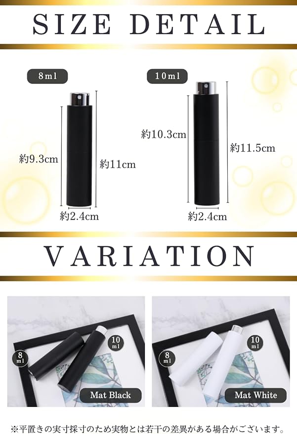 [Leather ICHI] Perfume Atomizer, Portable Mini Bottle, Atomizer, Leak Proof, No Lid Rotation (10ml, Matte Black) -  Australia