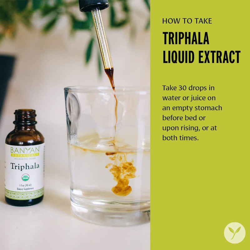 Banyan Botanicals Triphala Liquid Herbal Extract – Organic Triphala Extract with Amla, Haritaki & Bibhitaki – for Daily Detox, Regularity & Rejuvenation* – 1oz. – Non-GMO Sustainably Sourced Vegan - BeesActive Australia