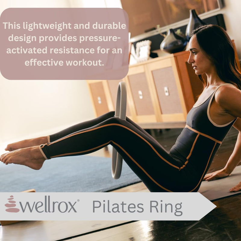 Wellrox Pilates Ring and Carrying Bag- Lightweight Magic Circle Yoga Ring- Core, Thigh and Arm Exerciser for Yoga, Pilates, Strength Training (15 inches) Black
