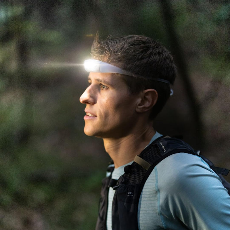 KNOG Bandicoot Run 250 USB Rechargeable LED Headlamp - Bright 40m Beam, Red Halo Mode, IP67 Waterproof Camping Headlamp - Comfortable Anti-Odor Silicone Strap for Running, Blue - BeesActive Australia