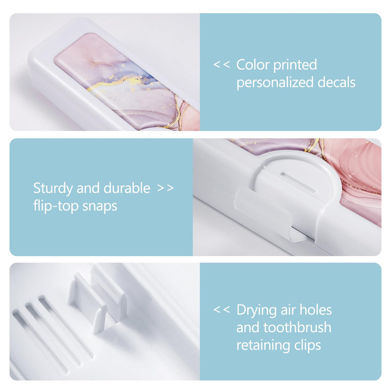 Toothbrush Travel Case, Convenient Colorful Pattern Travel Toothbrush Case and Travel Toothbrush Holder, Toothbrush Covers and Toothbrush Holders Travel ，Travel Tongue Scraper Case Pink Marble Small - BeesActive Australia