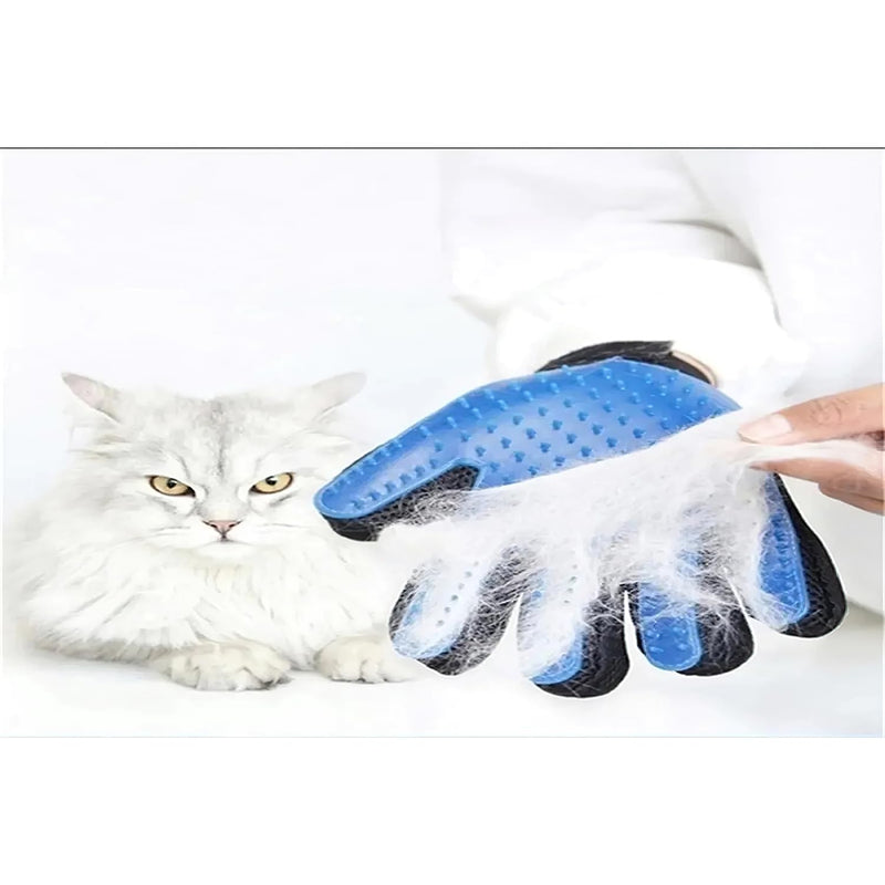 Pet Hair Removal Glove - Gentle Pet Grooming Glove Brush - De-shedding Glove Grooming Glove for Dogs, Cats, and Horses with Long/Short/Curly Hair | Pet Hair Removal Glove - 1 Pack (Right Hand), Blue - BeesActive Australia