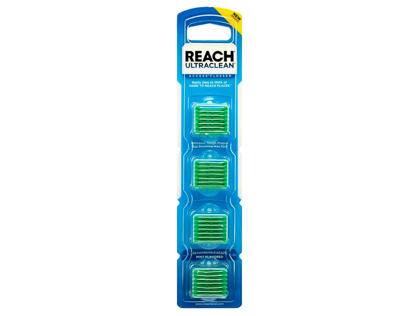 REACH Ultraclean Access Flosser Starter Bundle | Proper & Durable Oral Care & Hygiene | Effective Plaque Removal, Teeth & Gum Protection, PFAS-Free | Starter Kit + 3pk Mint Refills (28ct.) 1 Foot (Pack of 1) Starter Kit + Mint Refill 3 Pack - BeesActive Australia