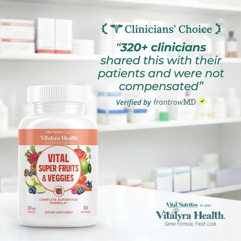 VITAL NUTRITIVE Super Fruits & Veggies -2-in-1 Fruit & Vegetable Supplement | Daily Superfood for Adults, Supports Immunity, Energy & Overall Wellness, Whole-Food Blend, Non-GMO 120 days 60 Count (Pack of 2)