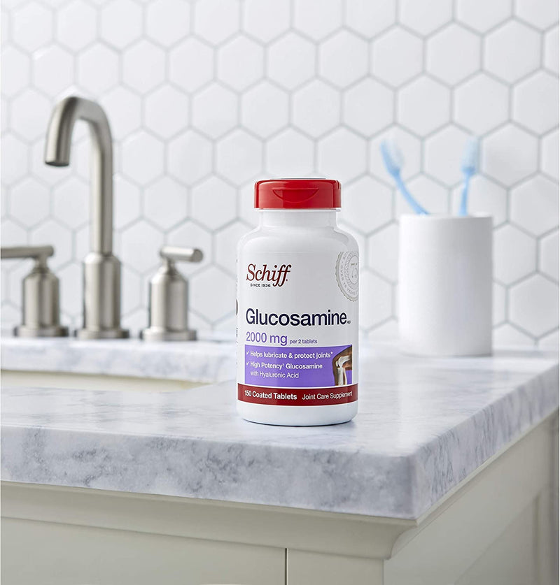 Schiff Glucosamine with Hyaluronic Acid, 2000mg Glucosamine, Joint Care Supplement Helps Lubricate & Protect Joints*, 150 Count (Pack of 2) no artificial flavors 150 Count (Pack of 2) - BeesActive Australia