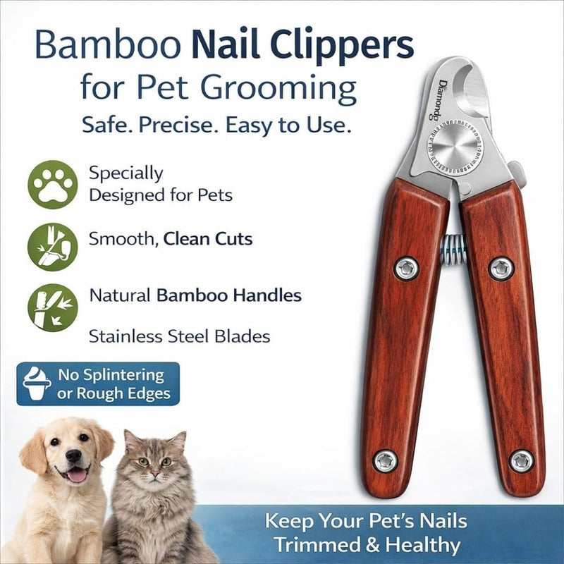 Diamondg Heavy Duty Dog Nail Clipper and Trimmer with Full Length Hardened Steel and Wooden Handle Brown
