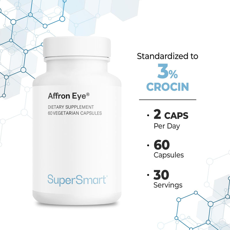 Supersmart - Affron Eye - Saffron Extract - Standardized to 3% Crocin | Non-GMO & Gluten Free - 90 Vegetarian Capsules