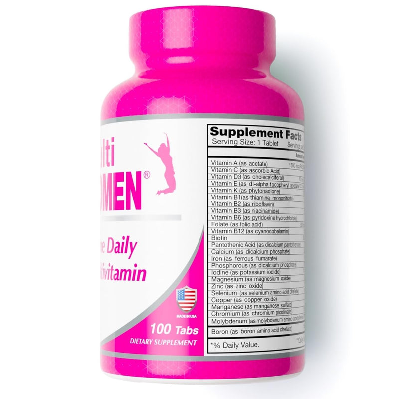 ALFA VITAMINS Multi Women Vitamins Dietary Supplement with Essential Vitamins & Minerals for Women - Amino Acids + Antioxidants - 100 Tablets Women (1 Pack)