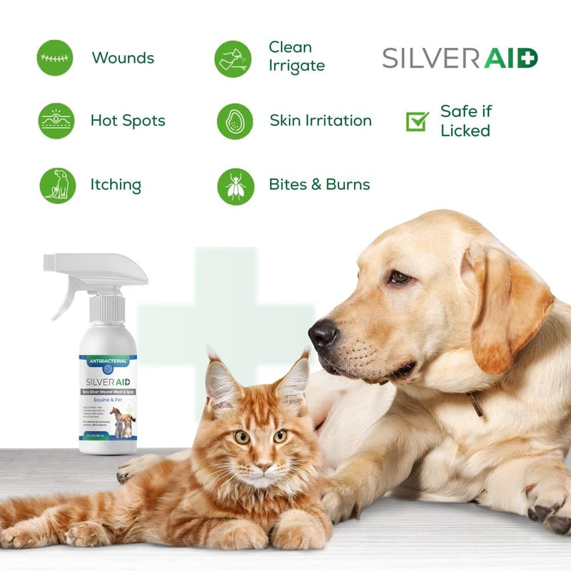 Wound & Skin Spray, Patented Colloidal Silver Spray, Hot Spot Treatment for Dogs, Cats, Horses, Relief of Itching, Irritations, Burns, Minor Cuts, Coat Care, Vet Recommended, Made in USA - BeesActive Australia