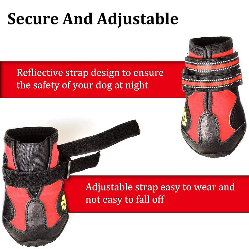 CovertSafe& Dog Boots for Dogs Non-Slip, Waterproof Dog Booties for Outdoor, Dog Shoes for Medium to Large Dogs 4Pcs with Rugged Sole Black-Red Size 6: （2.9''x2.5'')(L*W) for 52-70 lbs Red - BeesActive Australia