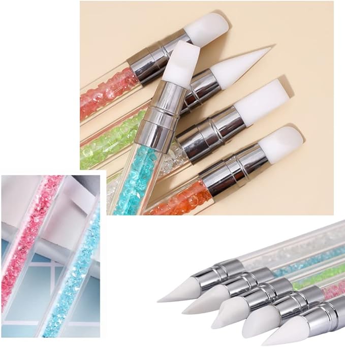 YFFSFDC Nail Brush Set, Nail Art Brush, Silicone Brush, Nail Brush, New Type, Drawing Brush, Both End Heads, Paint Brush, Tool, Nail Brush Set, Set of 5 - BeesActive Australia