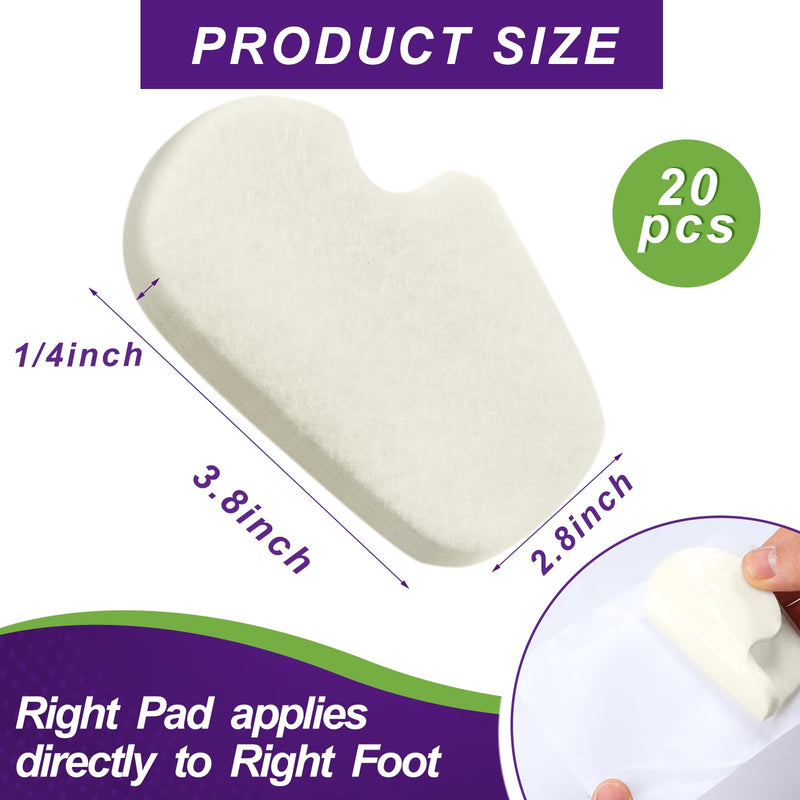 20 Pcs Sesamoiditis Pads, 1/4" Thick Adhesive Skived Felt Metatarsal Felt Foot Pad for Callus Sesamoiditis Relief Forefoot Cushion Dancers Pads Ball of Feet Pain(Beige,Right) Right Foot Style