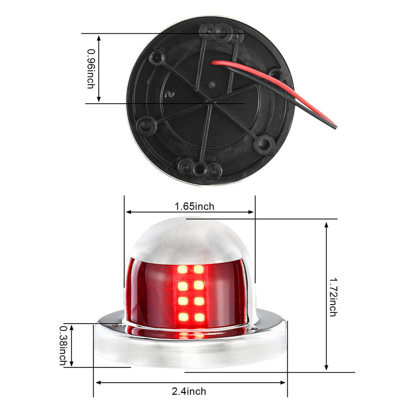 Marine Navigation Lights, LED Boat Lights, 316 Stainless Steel Bow Lights, Red & Green Sidelight for Pontoon Kayak Yacht Sailing Vessels,1NM Visibility,12V (E011090-MF) E011090-MF